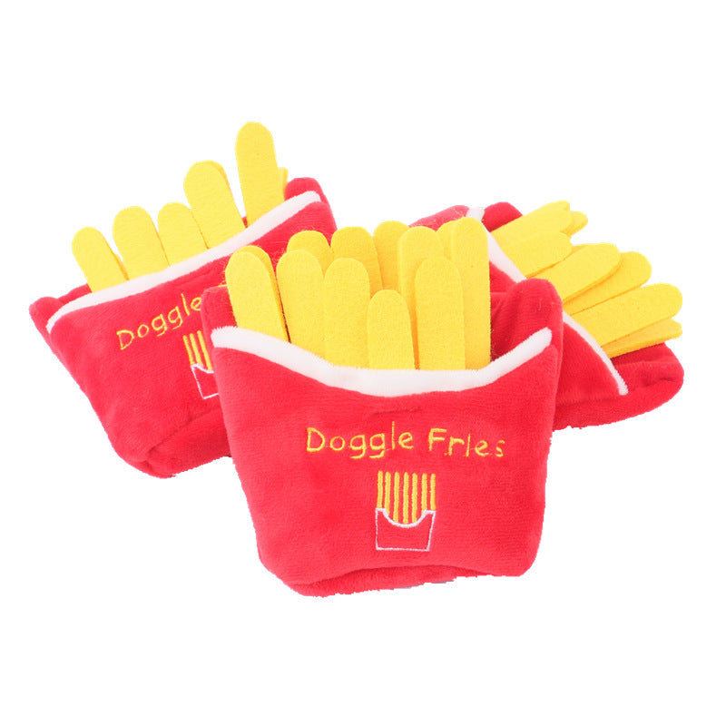 Pet Plush Toy – Simulation Pizza, Hamburger, Steak, Ice Cream & French Fries Sound Dog Toy