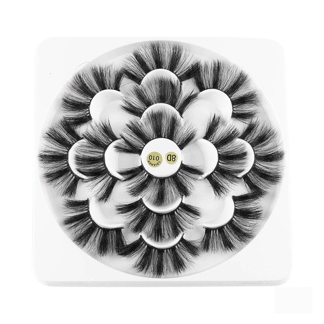 3D Mink Hair False Eyelashes – 25mm Thick, Long, Wispy Handmade Lashes, 7 Pairs