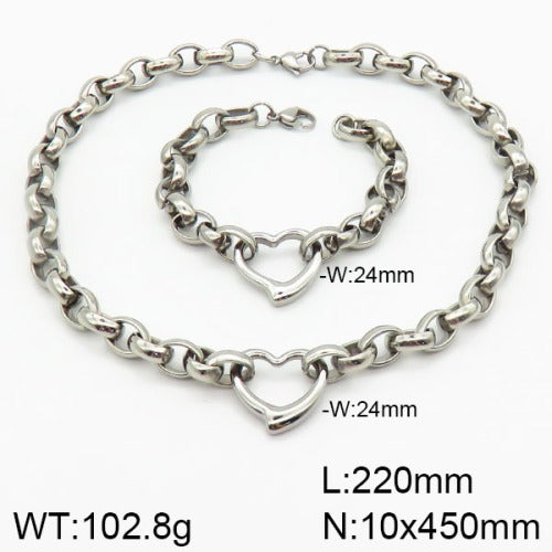 Heart-Shaped Stainless Steel Bracelet Necklace – Titanium Steel Fashionable Peach Heart Jewelry