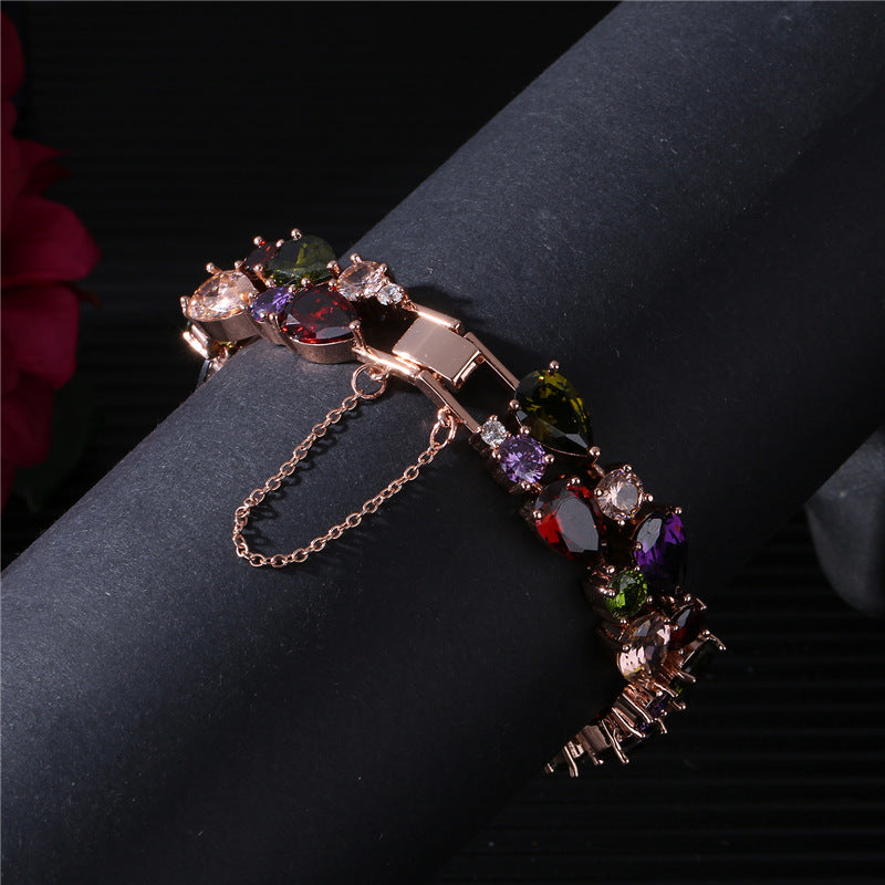 Colorful Rose Gold Zircon Bracelet – Mona Lisa Luxury Exaggerated AAA Jewelry