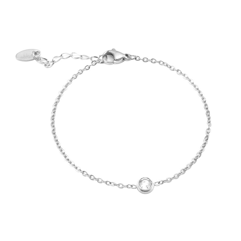 Single Diamond Six Diamond Stainless Steel Bracelet – Luxury Elegant Jewelry for Women