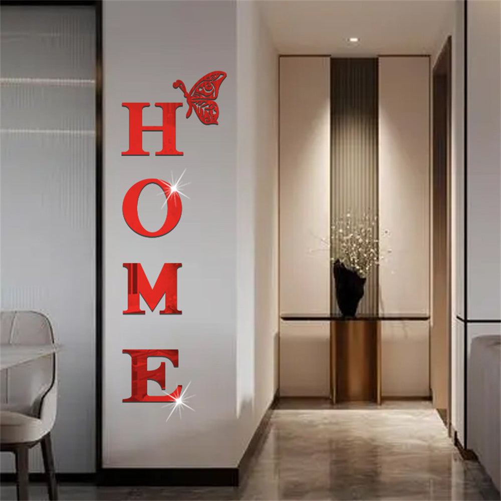 Butterfly Acrylic Mirror Wall Stickers – DIY Home Background Wall Decor Letters for Porch & Living Room