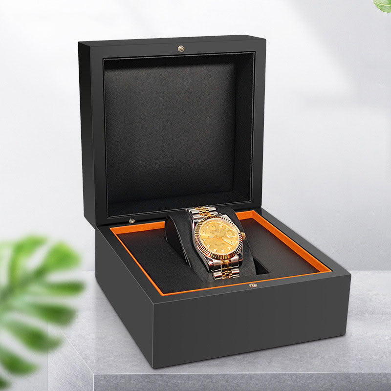 Luxury PU Leather Jewelry Box & Watch Box – High-End Flip Cover Black Gift Storage Packaging Set