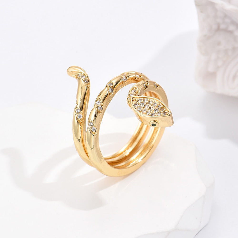 European and American Snake Shaped Opening Ring – INS Niche Luxury Personality Jewelry