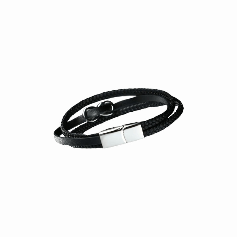 Multi-Layer Braided Stainless Steel Leather Bracelet – High-End Simple Fashion Jewelry