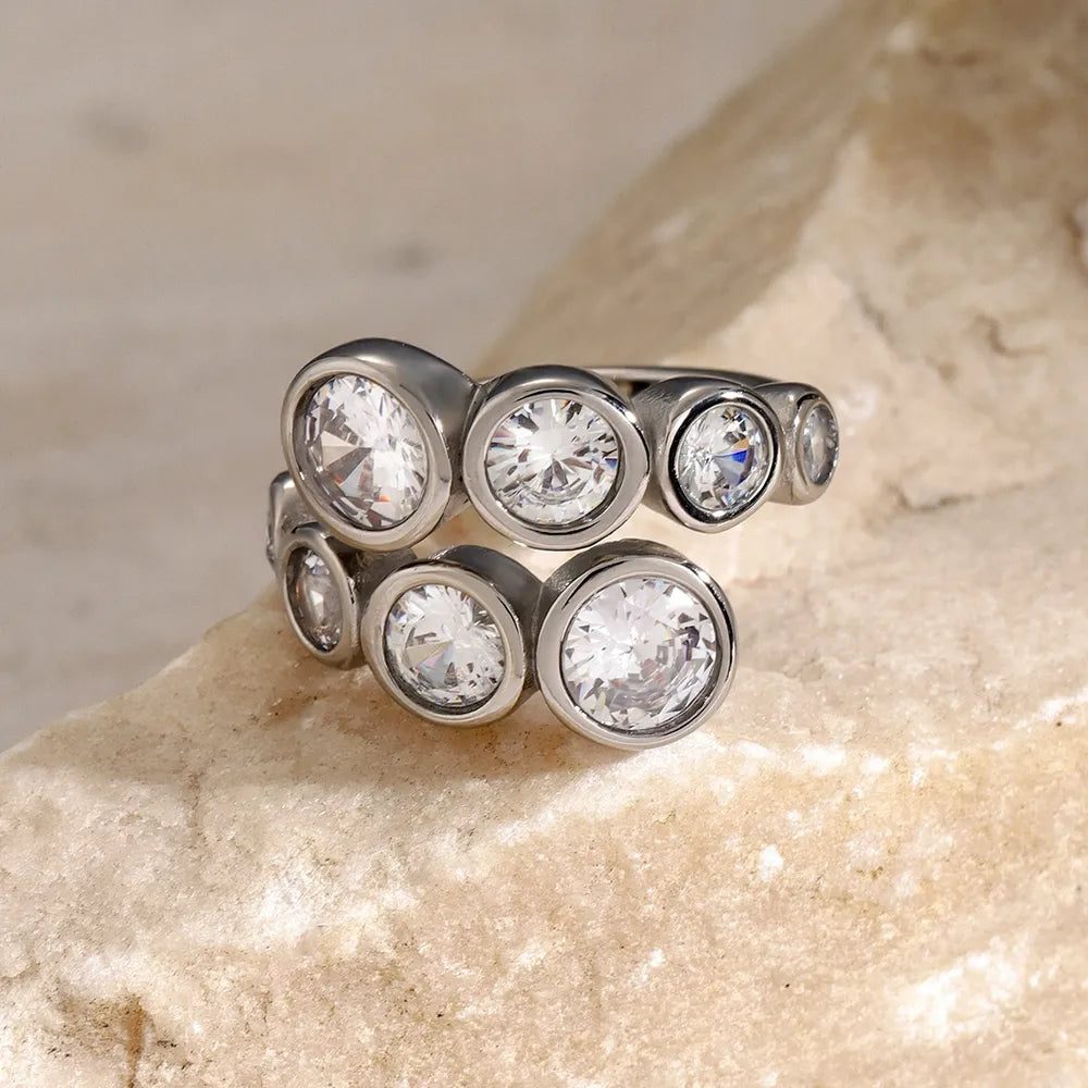 Stainless Steel Zircon Bypass Ring – Dainty & Stylish Women’s Jewelry