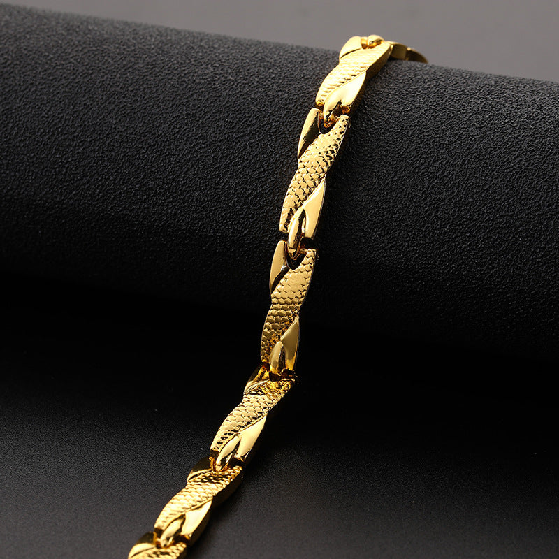 Men’s Titanium Steel Gold Dragon Bracelet – 7mm Luxury Unisex Jewelry Design