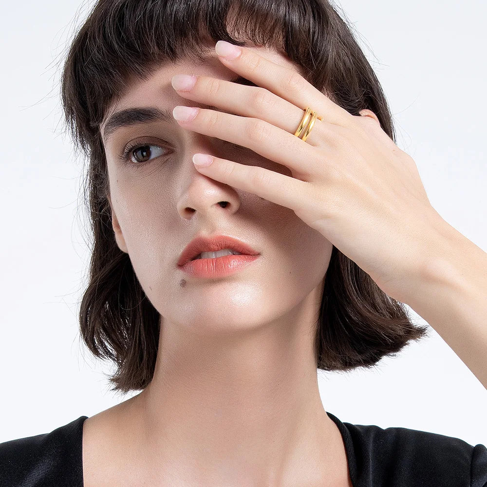 18K Gold Plated Spiral Line Rings For Women – Simple Allergy-Free Stainless Steel Fashion Jewelry