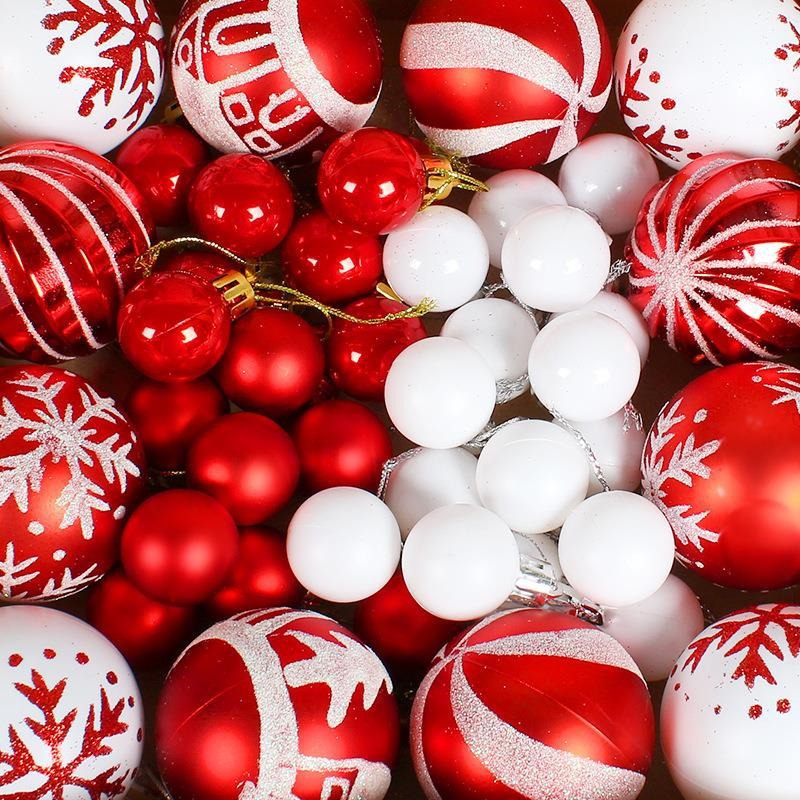 Christmas Ball Gift Set – Creative Painted Red & White Plastic Hanging Tree Decoration Ornaments
