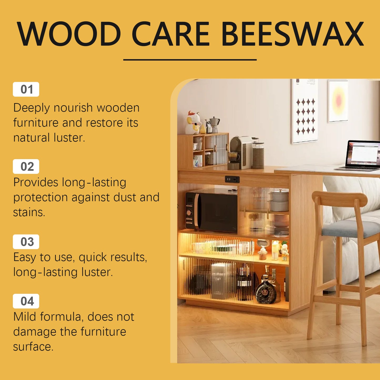 Beeswax Furniture Polishing Paste – Multi-Purpose Home Cleaning & Maintenance Furniture Care Polish