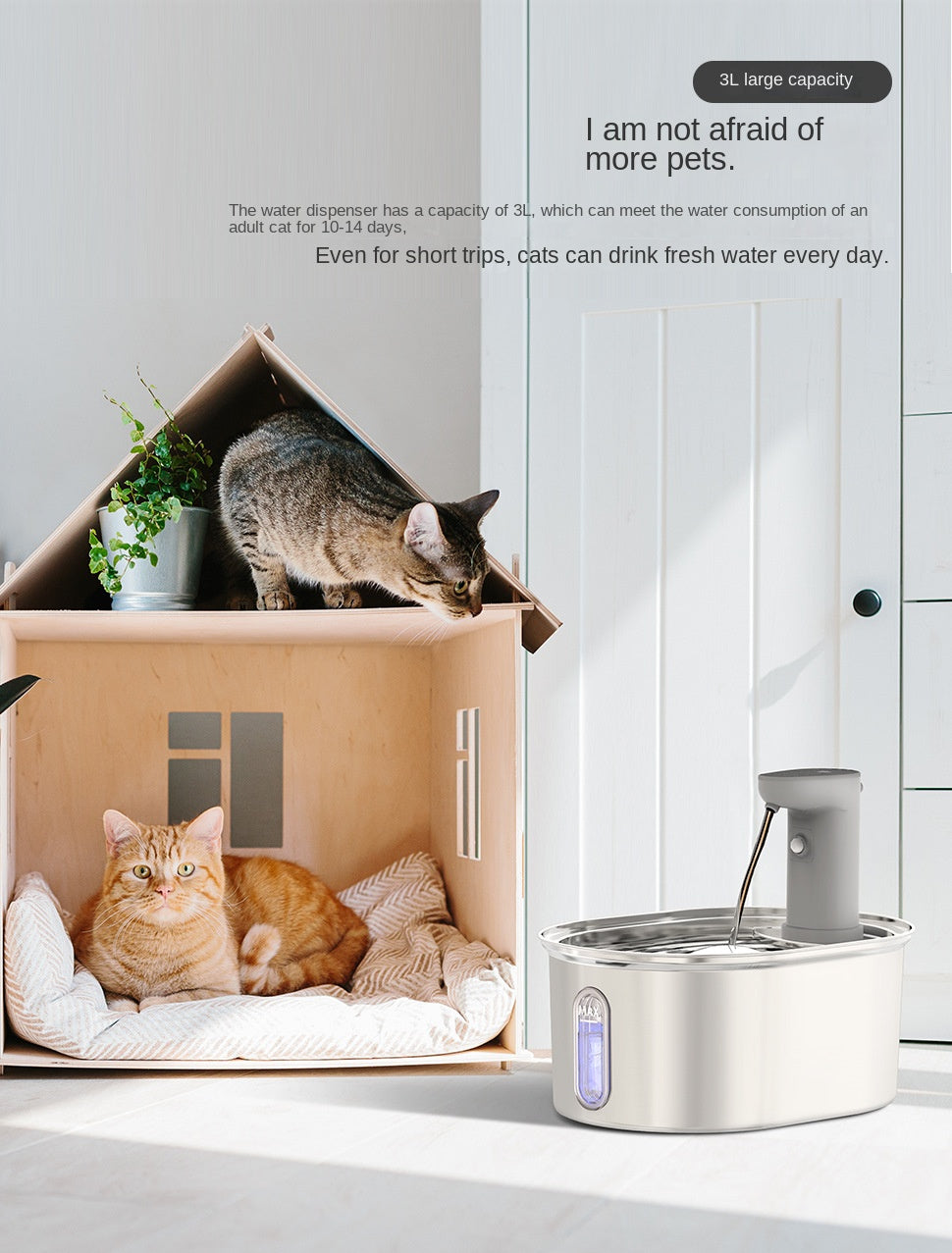 Stainless Steel Cat Water Dispenser – Wireless Intelligent Automatic Circulating Water Machine