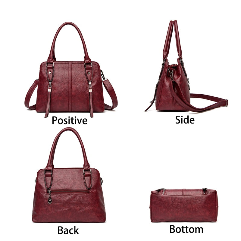 New Retro Fashion High Quality Leather Women’s Handbags – Large Capacity Casual Messenger Bag