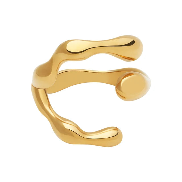 Y Shape Open Ring for Women – Gold Color Stainless Steel Hypoallergenic Titanium Fashion Jewelry