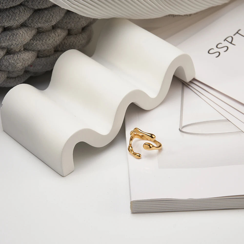 Y Shape Open Ring for Women – Gold Color Stainless Steel Hypoallergenic Titanium Fashion Jewelry