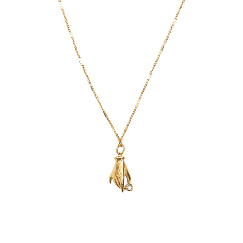 Elegant Stainless Steel Choker Jewelry – 18K Gold Plated Zircon Pendant Necklace for Women