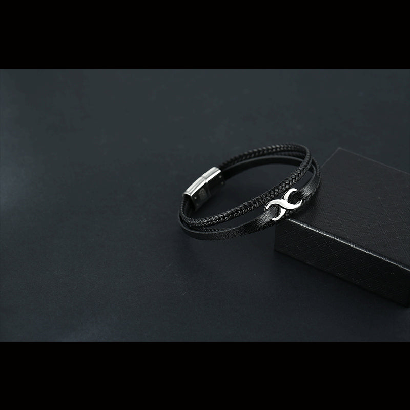 Multi-Layer Braided Stainless Steel Leather Bracelet – High-End Simple Fashion Jewelry