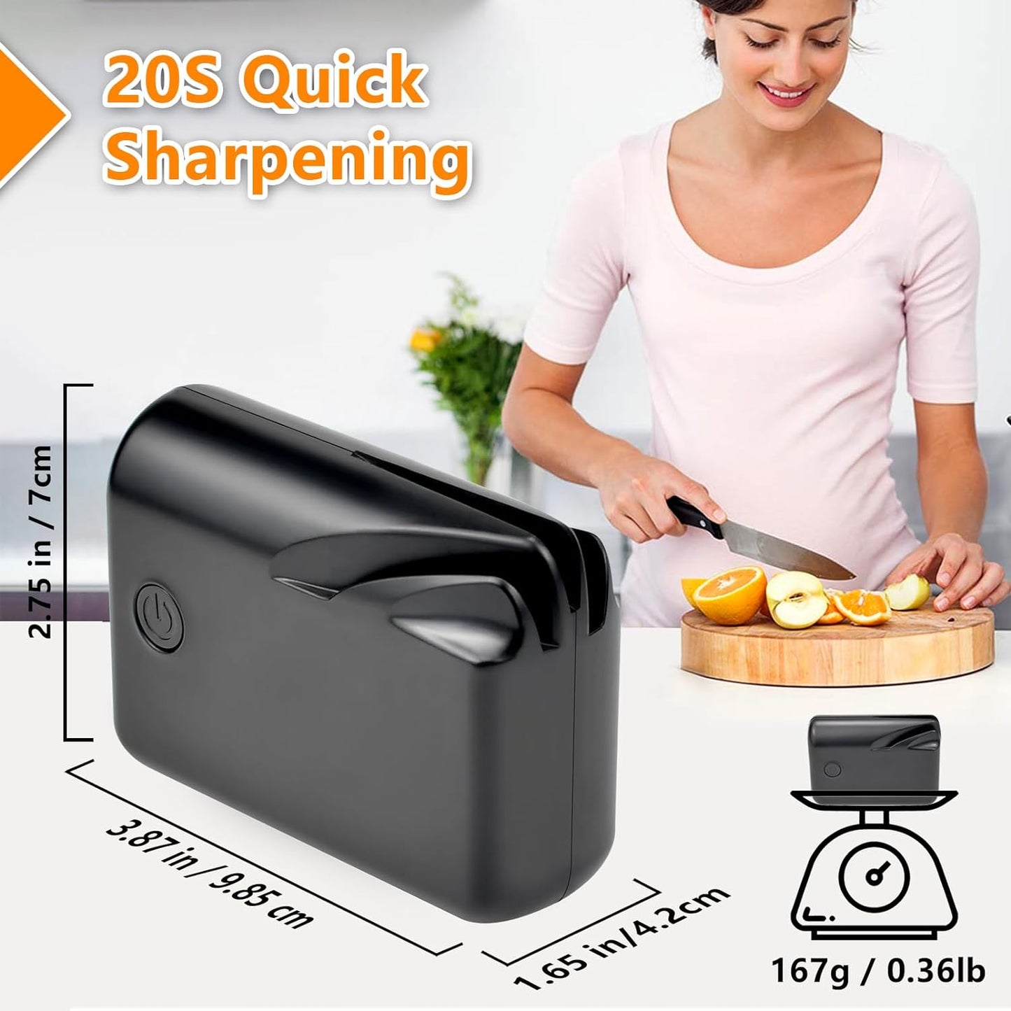 Electric Knife Sharpener – Professional 3-Stage Kitchen Knife & Scissors Sharpener for Quick 20s Sharpening & Polishing