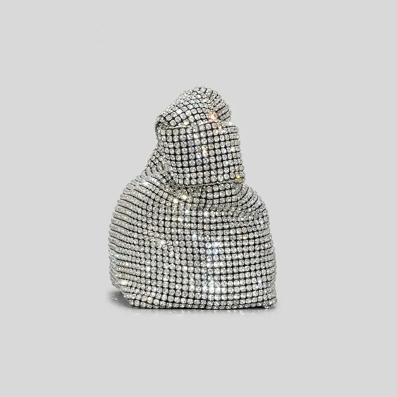 Luxury Handle Rhinestones Knot Evening Bags – Silver Crystal Top Handle Handbag for Womensigner Handbag Tote