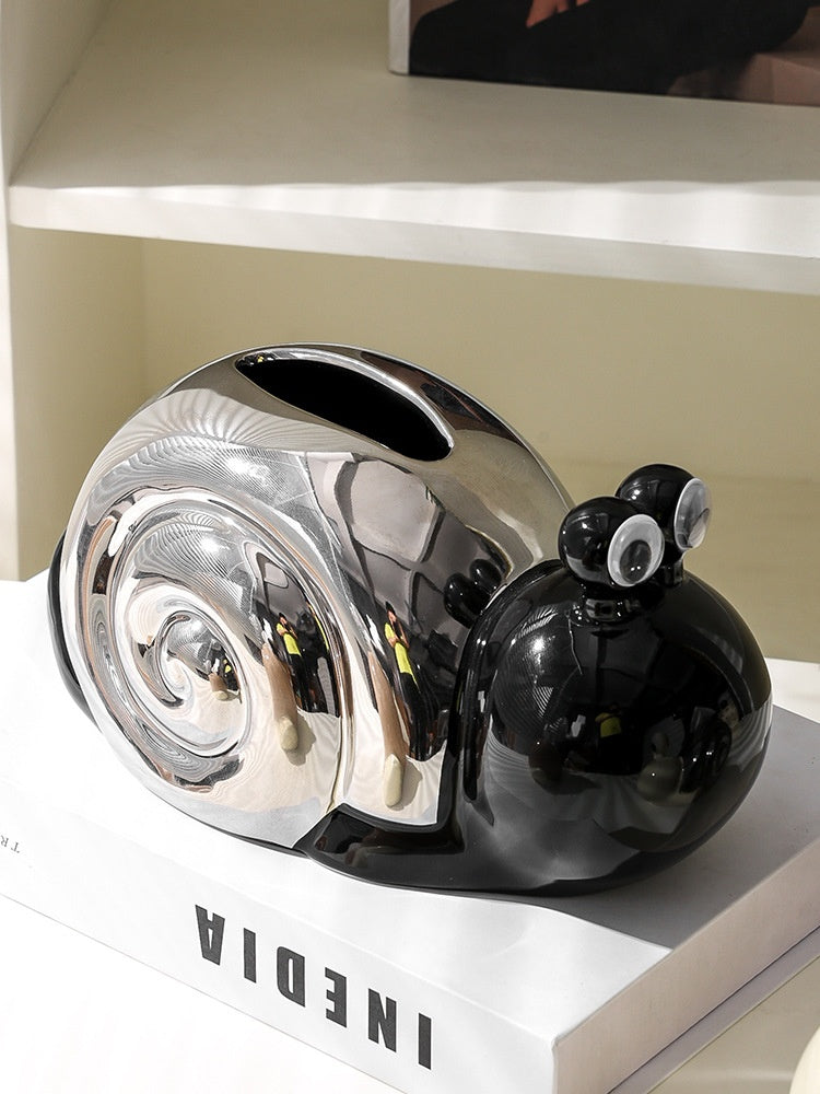 Creative Kitchen Desktop Tissue Box – Cute Cartoon Snail Ceramic Living Room & Dining Table Tissue Box