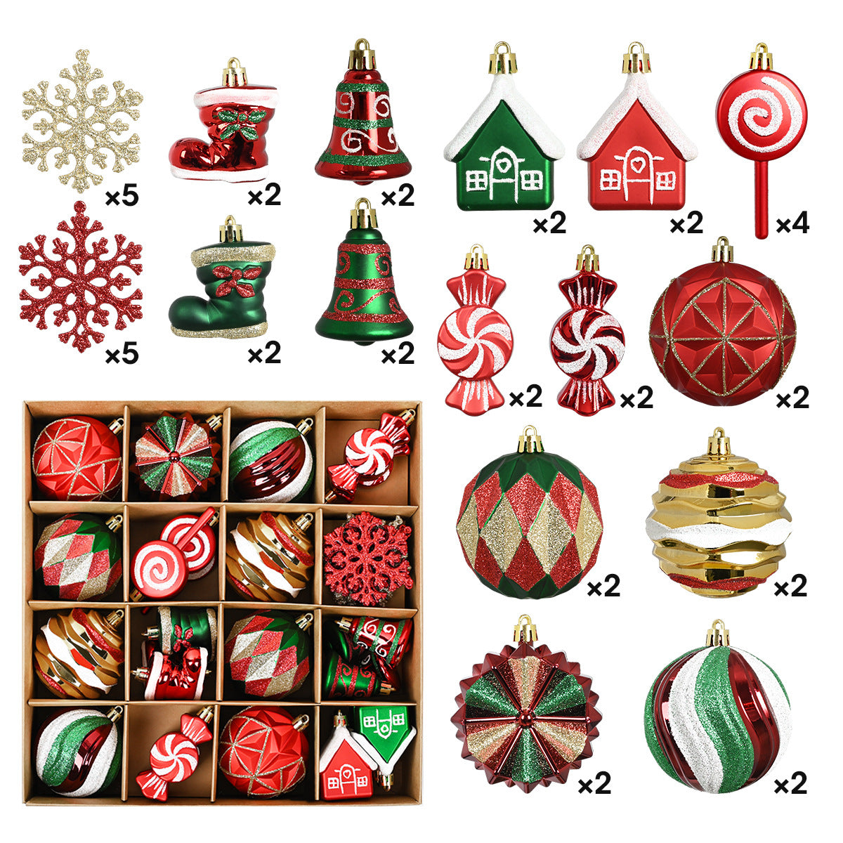 Christmas Plastic Ball Set – Holiday Party Decorations & Hanging Pendants for Festive Home Decor