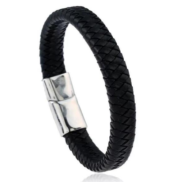 Punk Braided Leather Bracelet for Men – Stainless Steel Magnetic Clasp Fashion Jewelry AAA+++