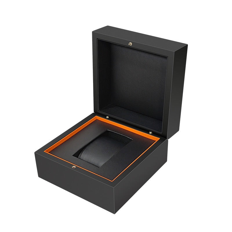 Luxury PU Leather Jewelry Box & Watch Box – High-End Flip Cover Black Gift Storage Packaging Set