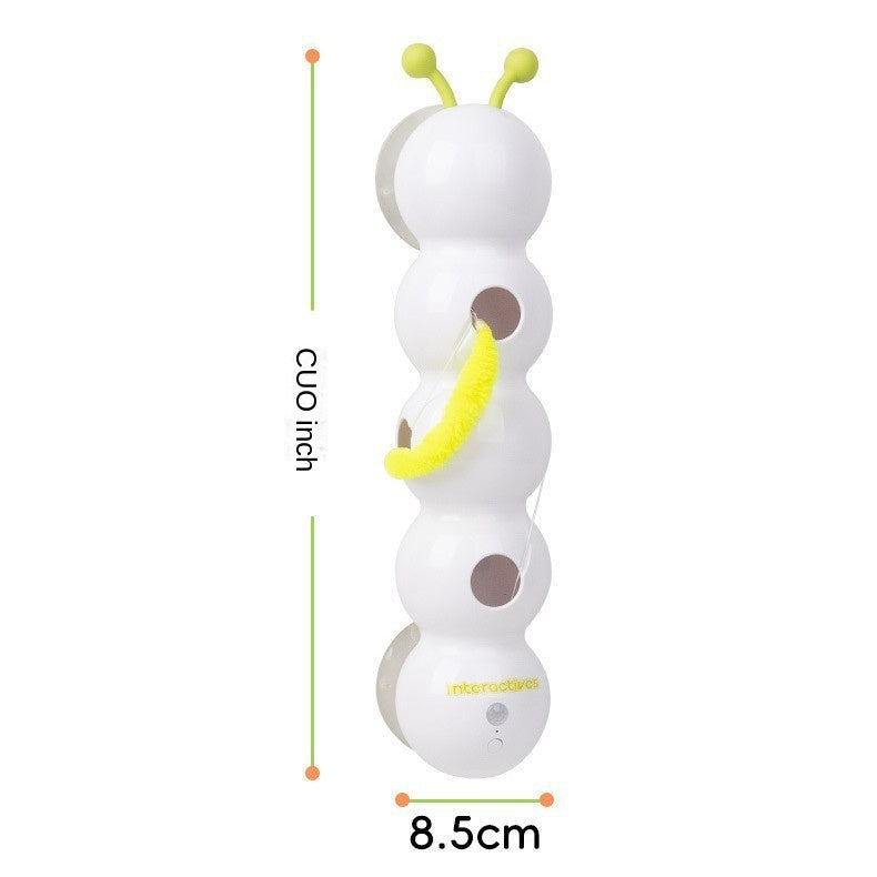 Interactive Smart Caterpillar Cat Toy – Suction Cup & Feather Tail for Cats