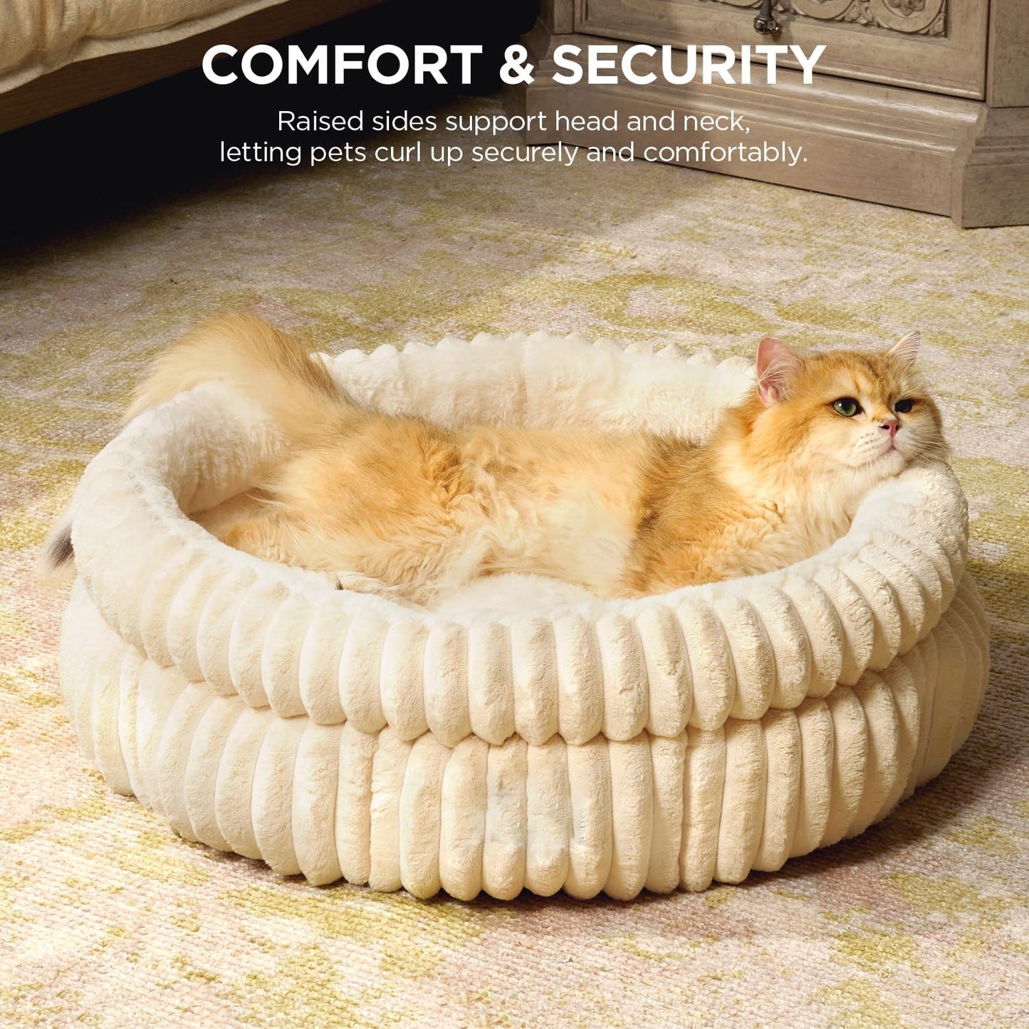 High-Quality Rabbit Fur Round Pet Bed – Warm & Thick Sofa for Cats and Small Dogs