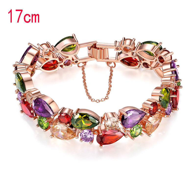 Colorful Rose Gold Zircon Bracelet – Mona Lisa Luxury Exaggerated AAA Jewelry