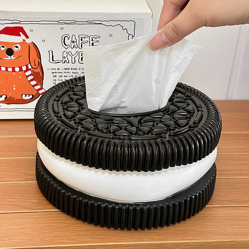 Creative Minimalist Oreo Paper Box – High-End Decorative Tissue Box for Home & Desktop