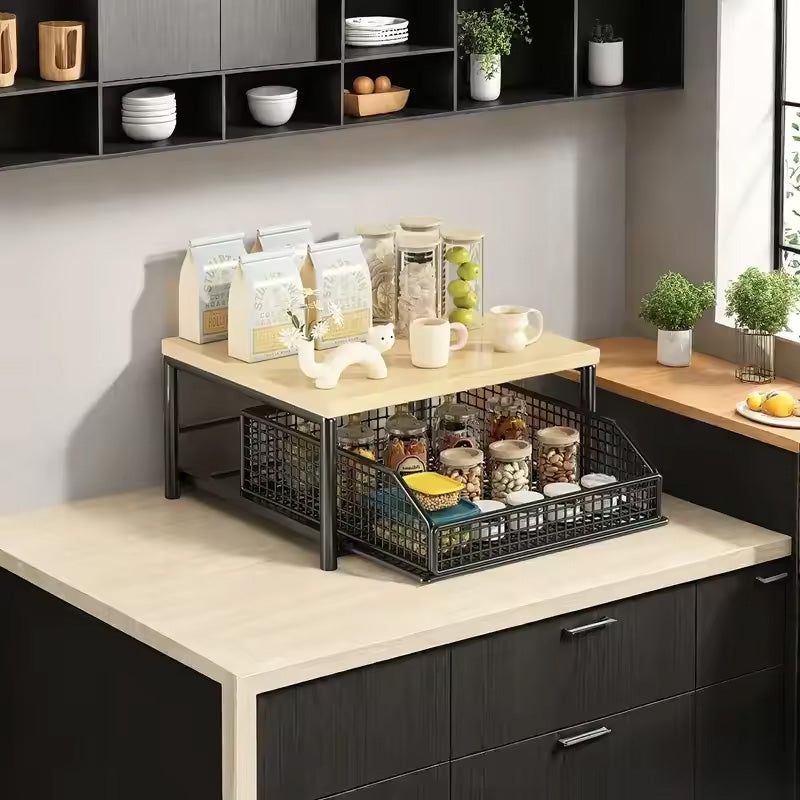 Modern Kitchen Microwave Shelf – Space-Saving Countertop Storage Rack for Appliances & Elegant Organization