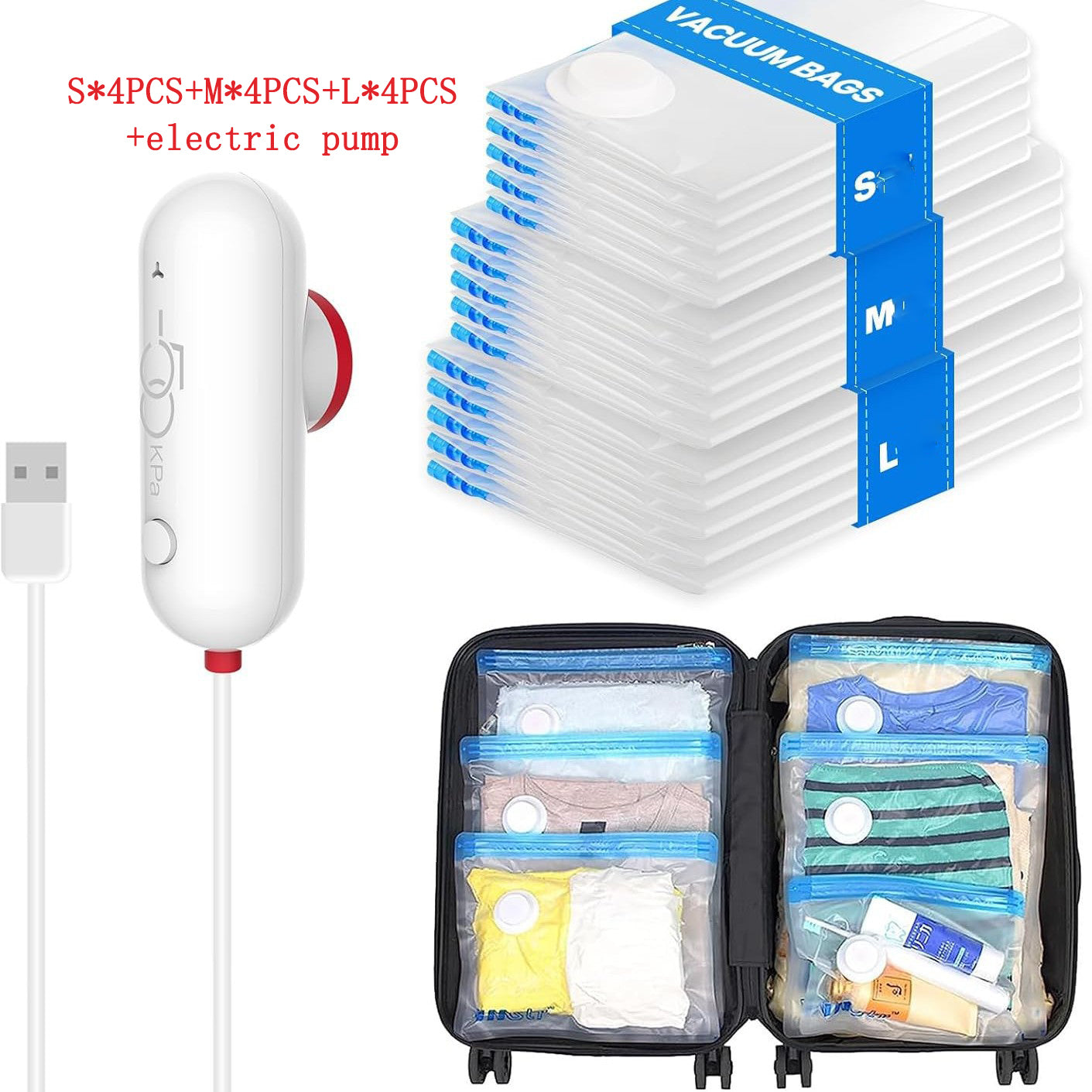 Vacuum Compression Power Pump with Lightweight Travel Bag – Portable Clothes Storage Solution