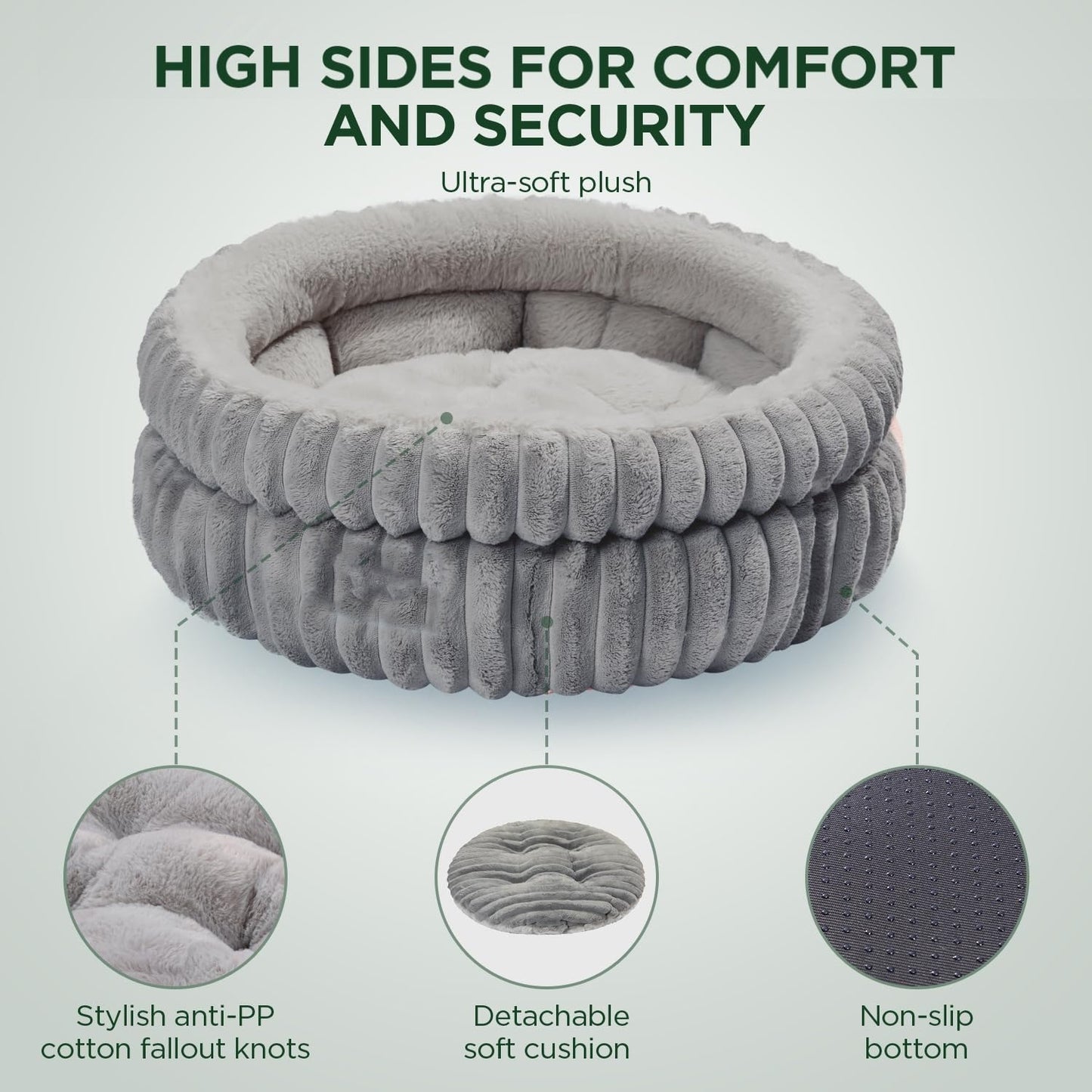 High-Quality Rabbit Fur Round Pet Bed – Warm & Thick Sofa for Cats and Small Dogs