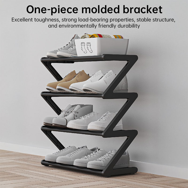 Z-Shaped 4-Layer Shoe Organizer – Space-Saving Adjustable Shoe Rack for Wall or Corner, Stackable Storage Shelf