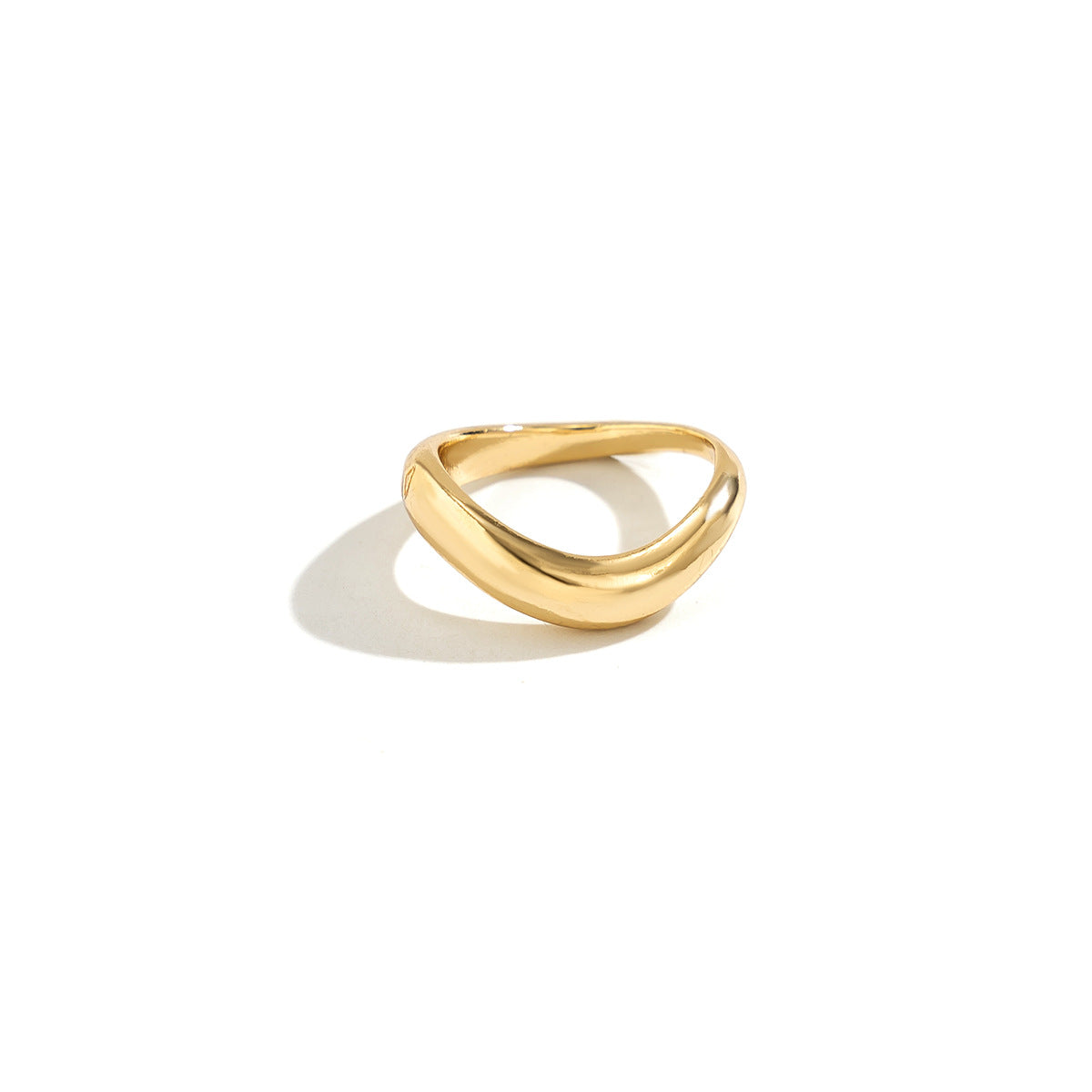 Baroque Round Irregular Curved Smooth Plain Ring – Luxury Alloy Women’s Fashion Jewelry