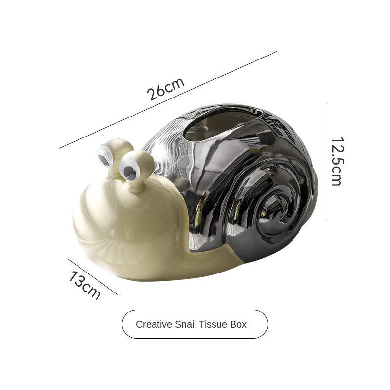 Creative Kitchen Desktop Tissue Box – Cute Cartoon Snail Ceramic Living Room & Dining Table Tissue Box