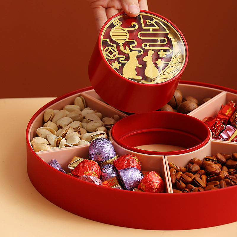 New Year Compartmentalized Candy Tray with Lid – Candy Box for Holidays & Celebrations