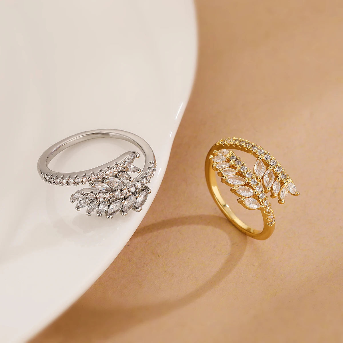 European and American Wheat Ear Geometric Opening Ring – Niche Luxury Women’s Jewelry