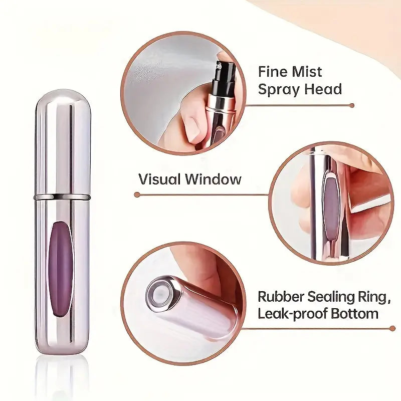 5-Pack Leakproof Travel Perfume Atomizer – Unscented, PVC-Free Portable Fragrance Bottles