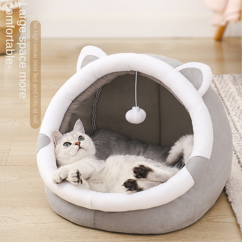 Universal Four Seasons Cat House – Enclosed Pet Bed for Cats & Small Dogs