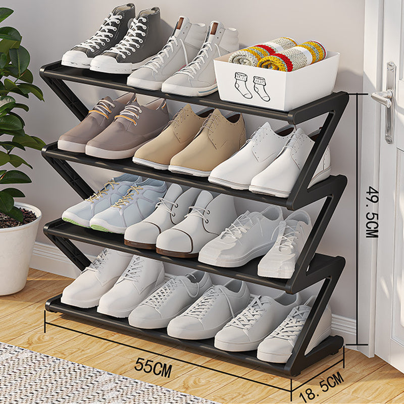 Z-Shaped 4-Layer Shoe Organizer – Space-Saving Adjustable Shoe Rack for Wall or Corner, Stackable Storage Shelf