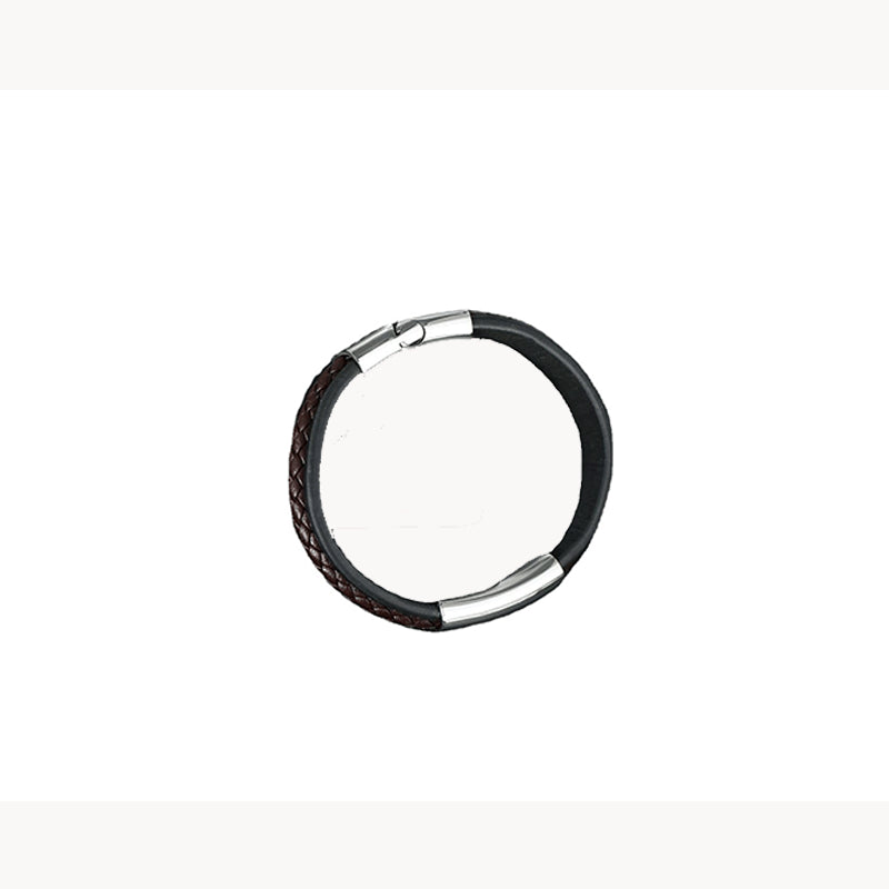 Vintage Stainless Steel Braided Black Leather Bracelet – Trendy Men’s Must-Have Jewelry