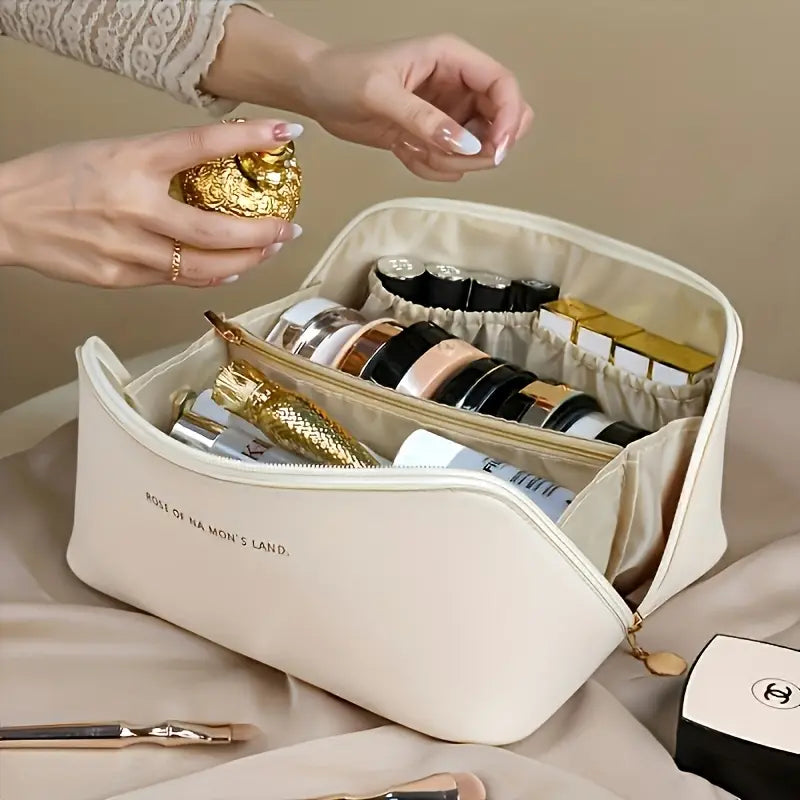 Large Capacity Synthetic Leather Travel Makeup Bag
