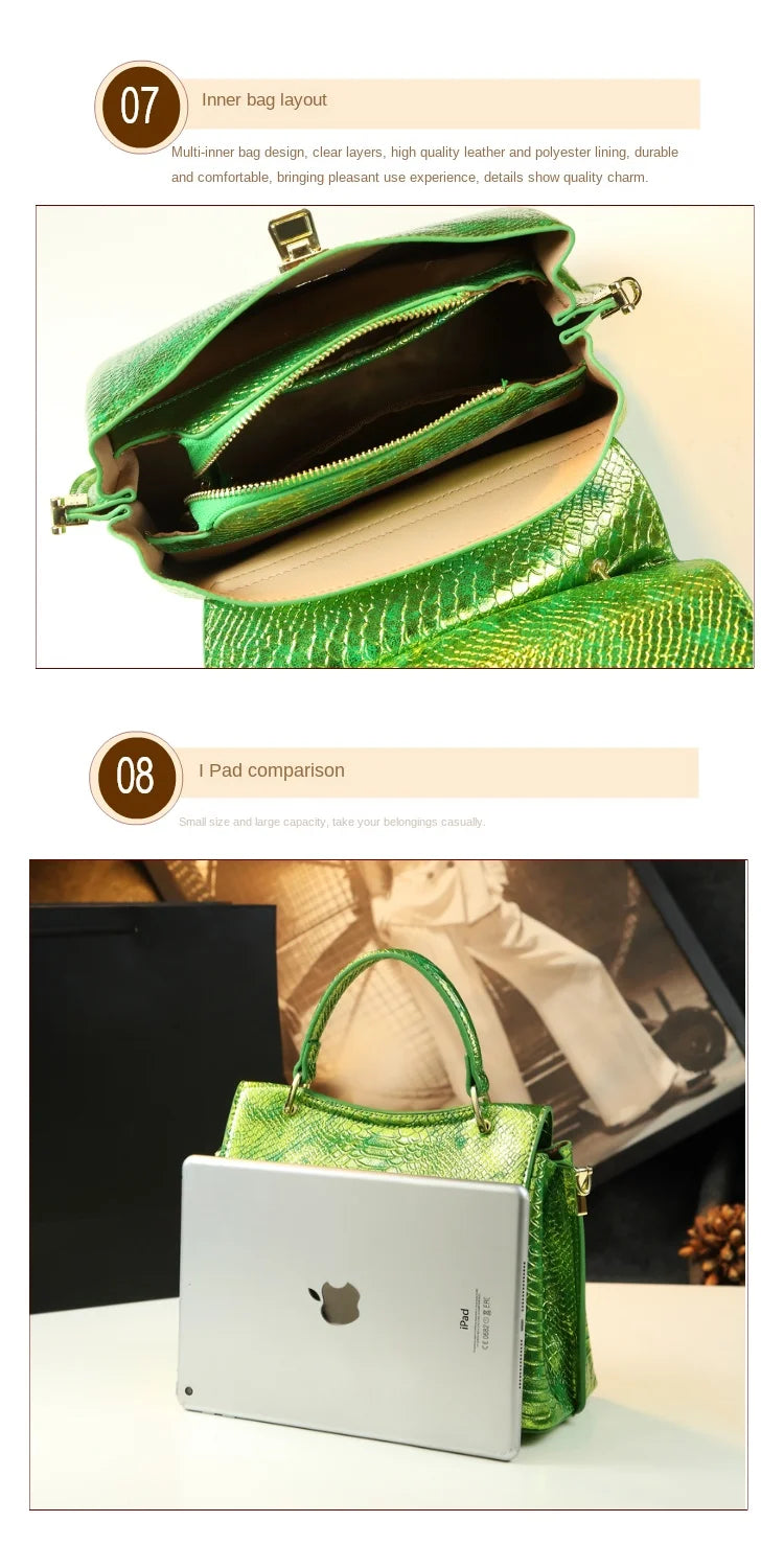 Luxury Fashion Women’s Bag – Small Laser-Cut Genuine Leather Handbag, Shoulder & Crossbody Mom Bag