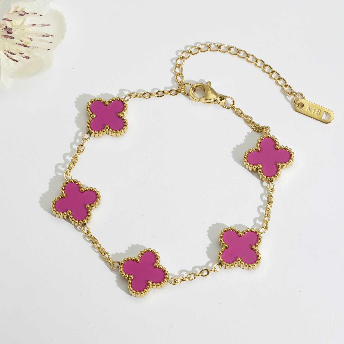 18K Gold Titanium Steel Four-Leaf Clover Bracelet Necklace – Lucky Luxury Jewelry Set