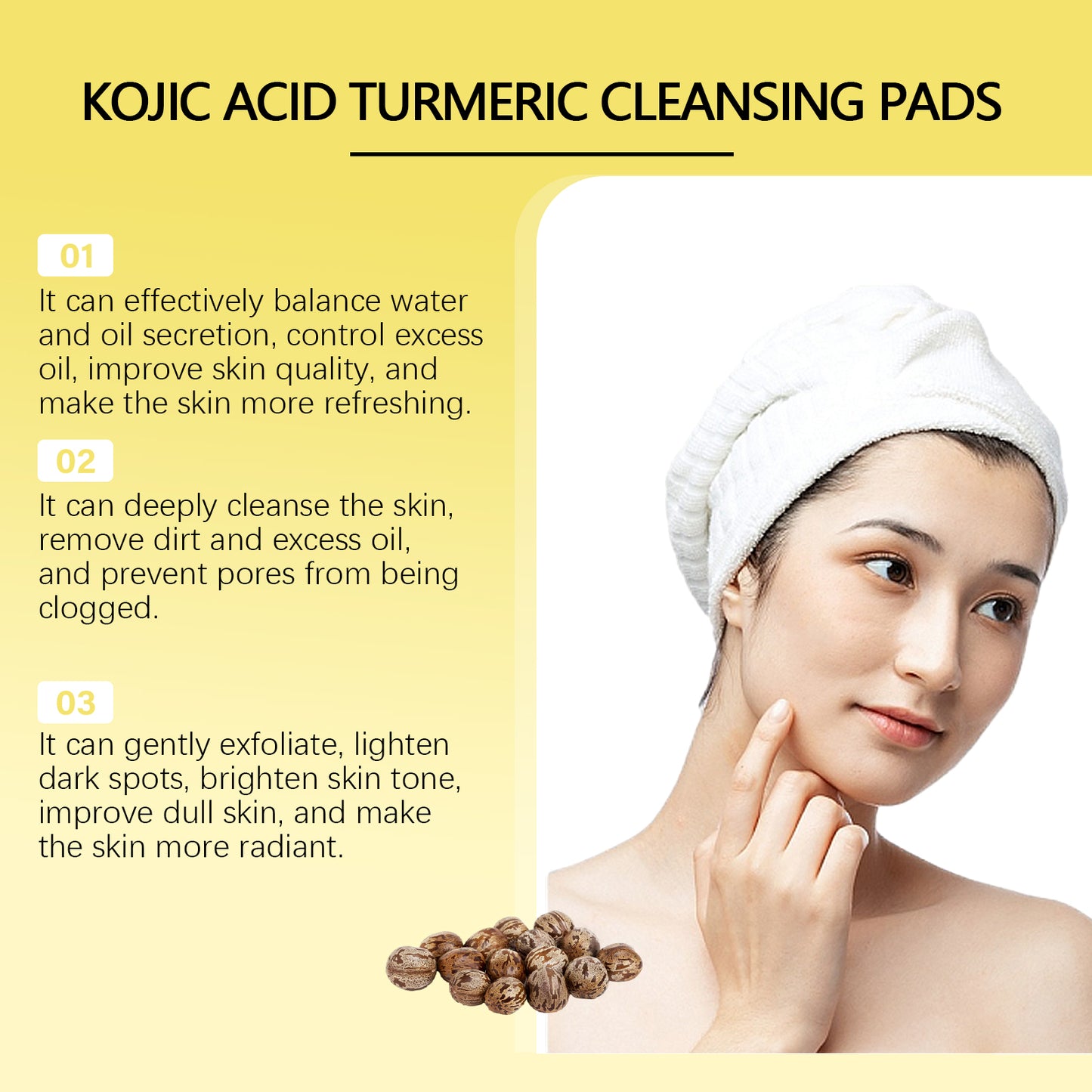 Kojic Acid and Turmeric Cleansing Pad – Gentle Water-Oil Balanced Skin Care Pad