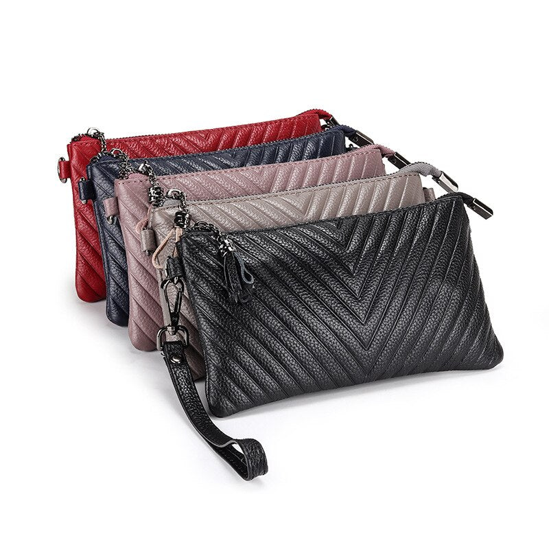 New Genuine Leather Women’s Shoulder Bag – Luxury Crossbody Messenger Handbag with Slim Zipper Purse