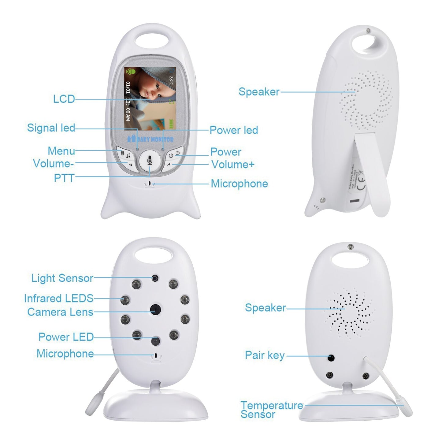 VB601 Baby Monitor 2-Inch Video Nanny Camera with Night Vision, Temperature Monitoring & 8 Lullabies