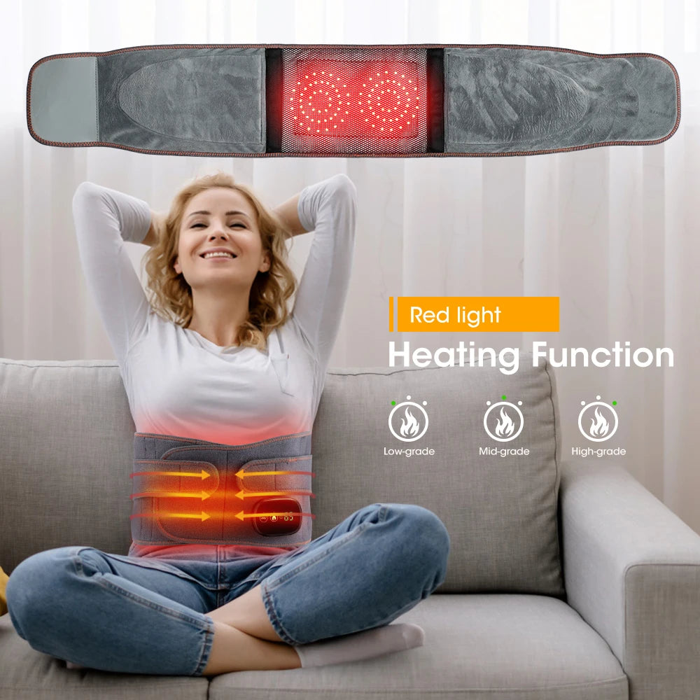Rechargeable Heating Massage Waist Belt – Red Light Warm Compress Pain Relief Device