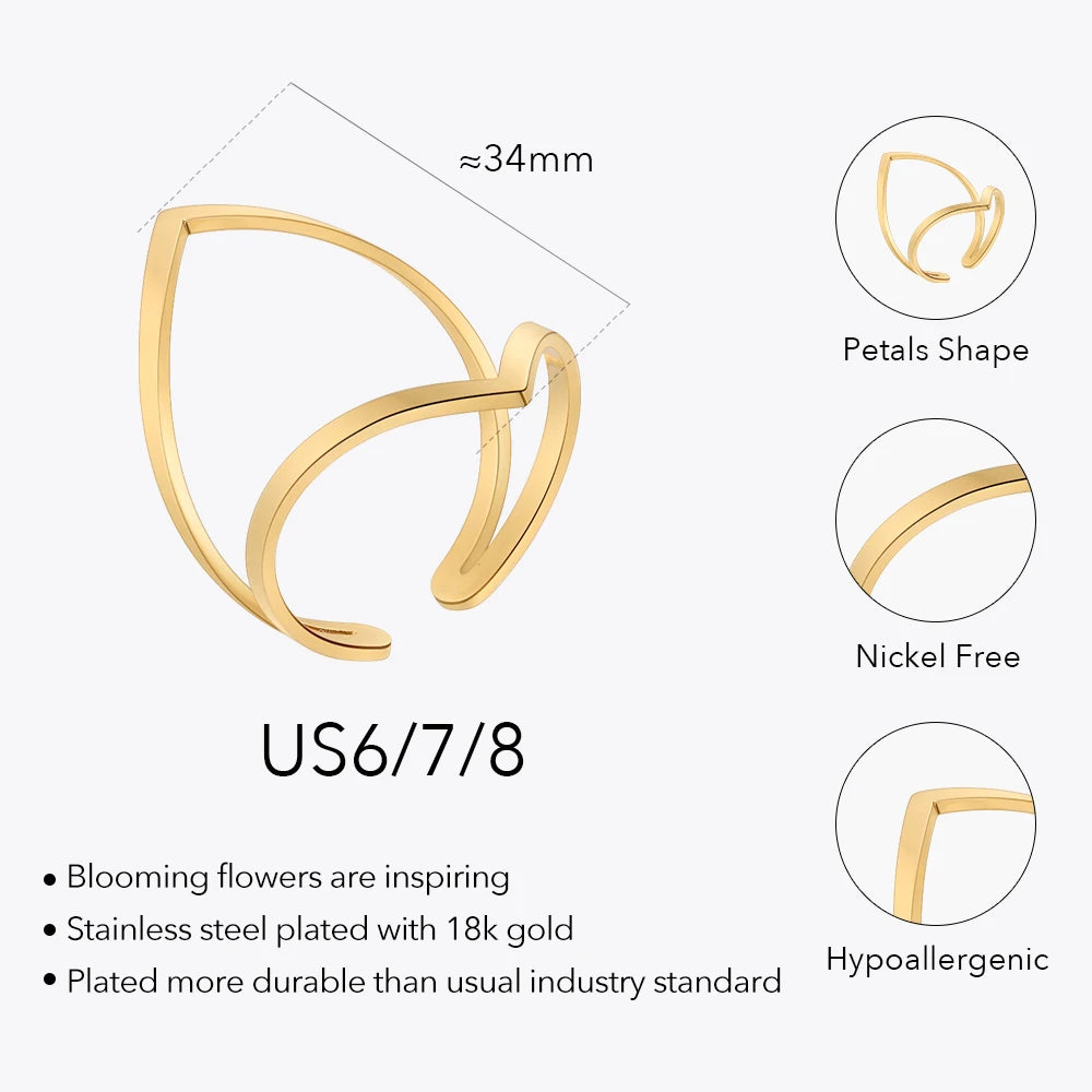 Double Sided Ring for Women – 18K Gold Plated Stainless Steel Hypoallergenic Titanium Fashion Jewelry